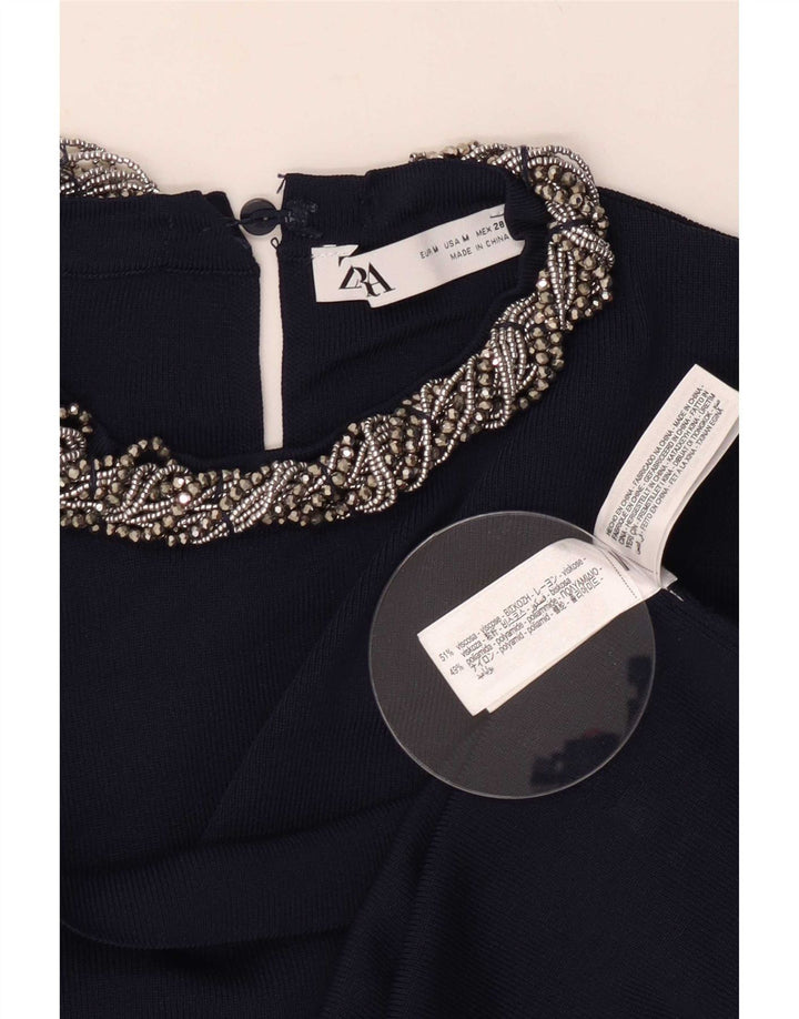 Bluză Crop Top Femei Zara UK 12 Medium Bleumarin Viscoză