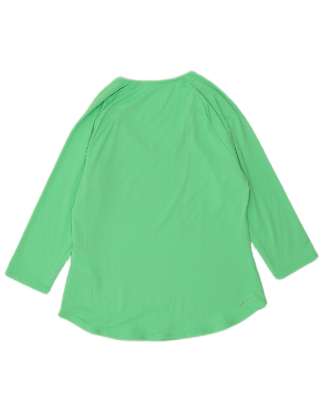 Nike Dri Fit Top mânecă 3/4 pentru femei UK 12 Poliester verde mediu