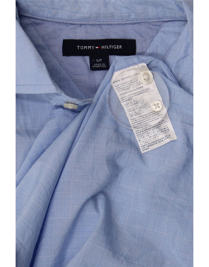 Cămașă pentru bărbați Tommy Hilfiger, bumbac cu carouri albastre mici