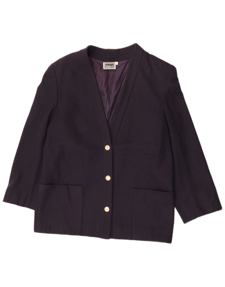 Luisa Spagnoli Jachetă Blazer pentru femei cu 3 nasturi UK 16 Mare Lână bleumarin
