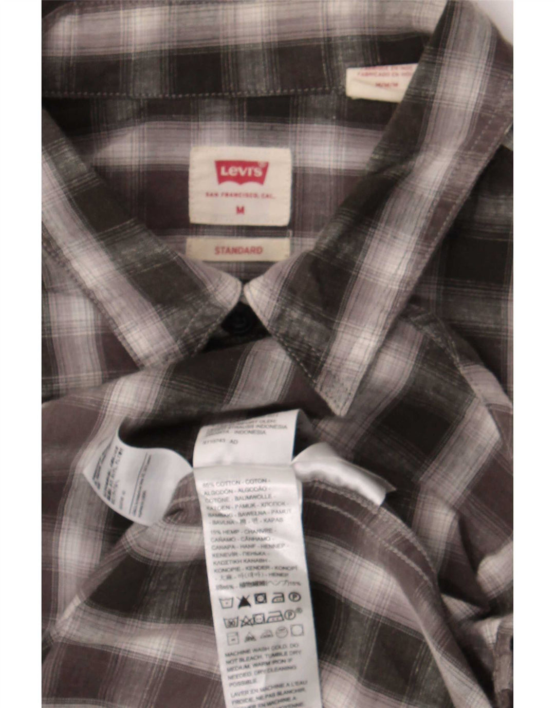 Cămașă Levi's Standard Fit pentru bărbați, bumbac cu carouri, gri mediu