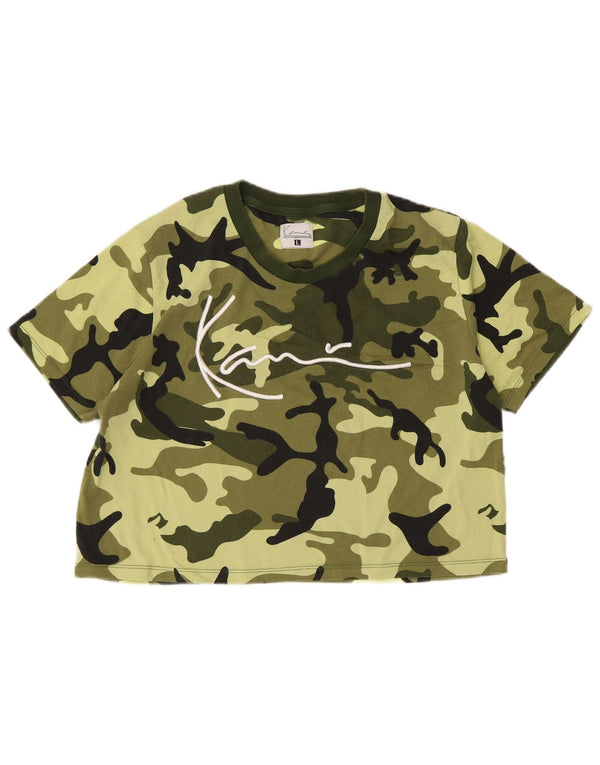 Tricou cu grafic crop Karl Kani pentru femei Top UK 16 Camuflaj verde mare