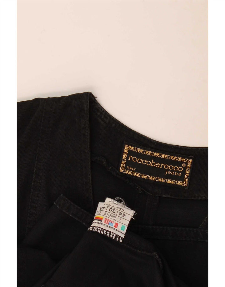 Roccobarocco Femei Fără mâneci Denim Rochie IT 44 Medium Negru Bumbac