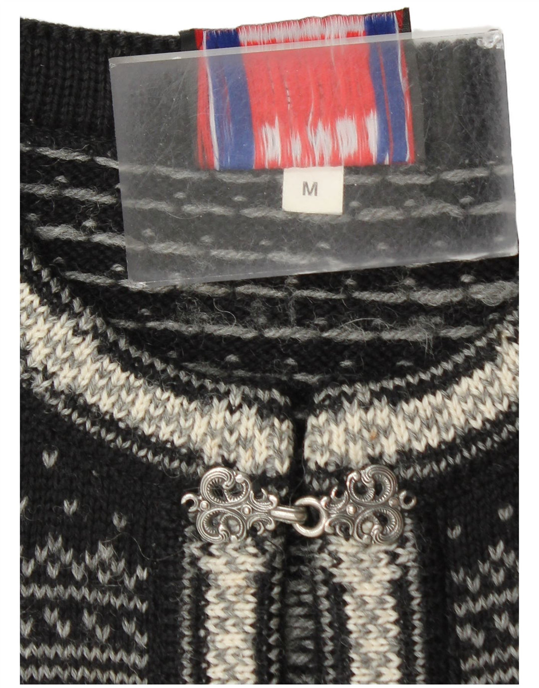 Pulover cardigan pentru bărbați Norwool, negru mediu, lână nouă Fair Isle