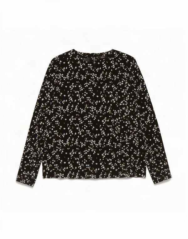 Marks & Spencer Womens Long Sleeve Blouse Top UK 8 Small Black Floral