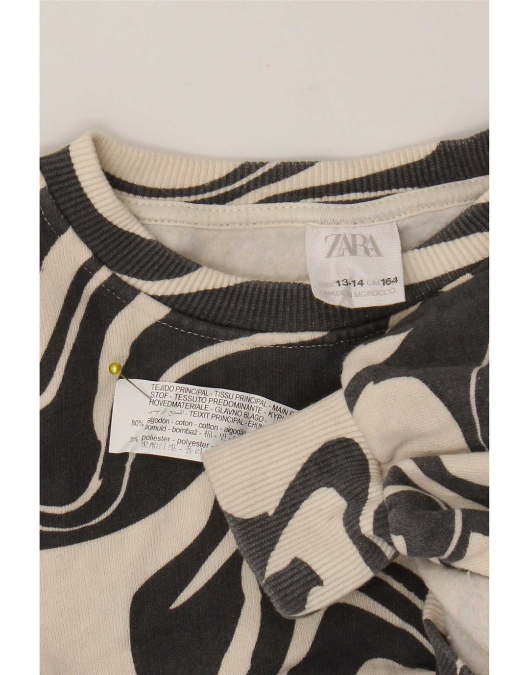 Pulover pentru fete Zara, cu model abstract, 13-14 ani, bumbac negru