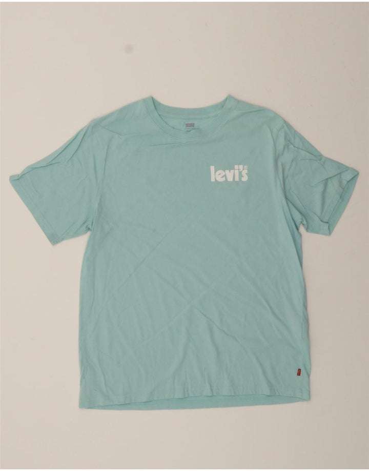 LEVI'S Mens Relaxed Fit Graphic T-Shirt Top Medium Blue Cotton Vintage Levi's and Second-Hand Levi's from Messina Hembry 