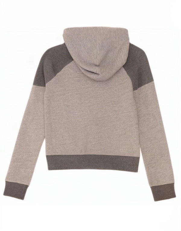 Pulover Abercrombie & Fitch pentru femei, cu fermoar, cu capota, UK 10, mic, gri, bloc de culoare