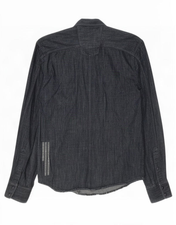 Cămașă Jack & Jones bărbătească din denim mic din bumbac bleumarin