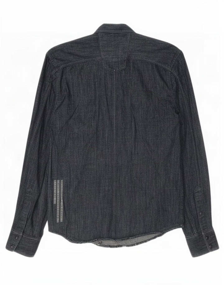 Cămașă Jack & Jones bărbătească din denim mic din bumbac bleumarin