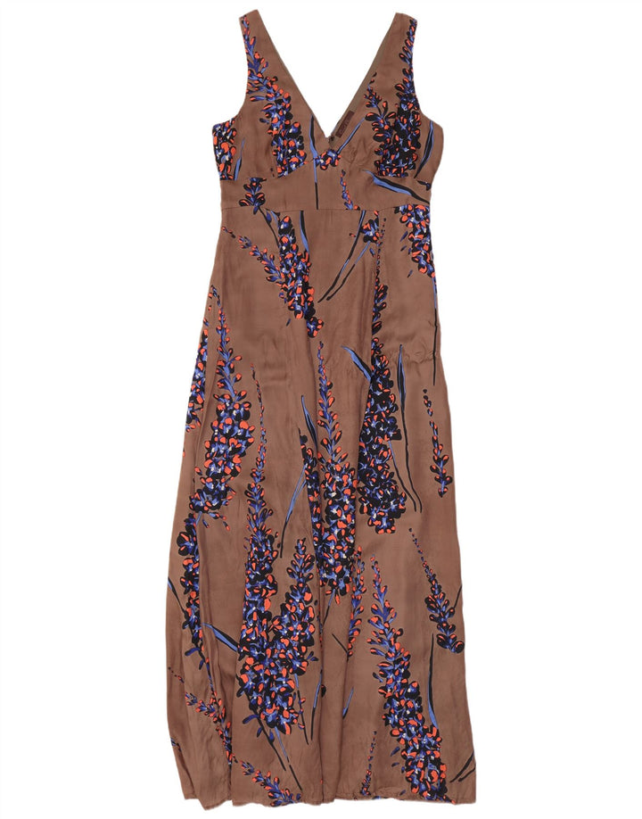 Rochie maxi fără mâneci pentru femei GREAT PLAINS UK 12 Medium Brown Floral Rayon