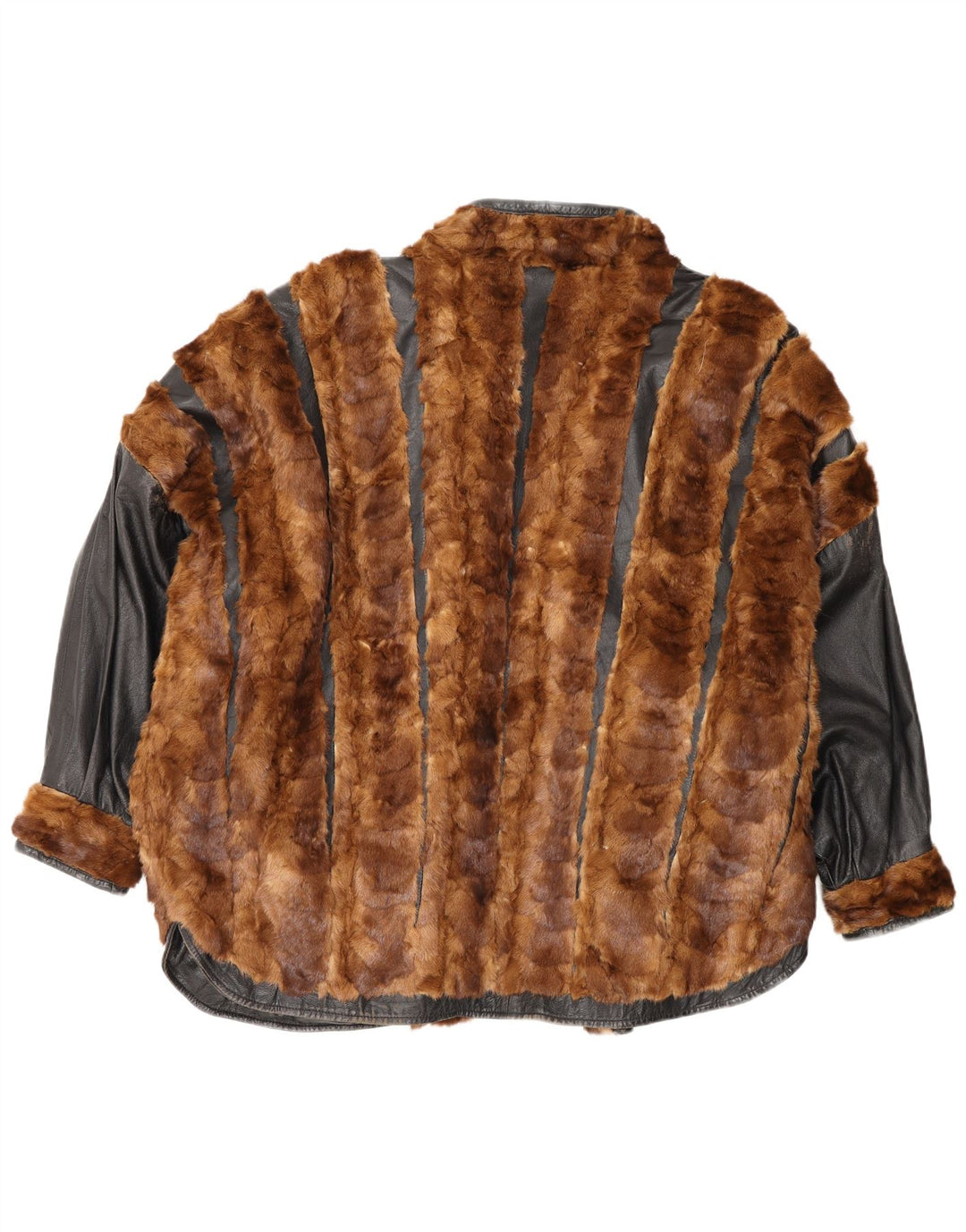 Jachetă reversibilă supradimensionată din piele vintage pentru femei UK 20 2XL maro