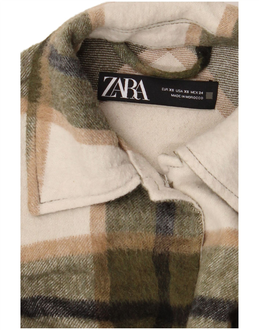 Jachetă oversized Shacket pentru femei Zara UK 6 XS Kaki Check
