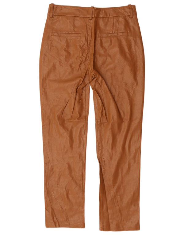 Pantaloni subțiri din piele artificială pentru femei Zara EU 34 2XS L24 L28 polietilenă bej