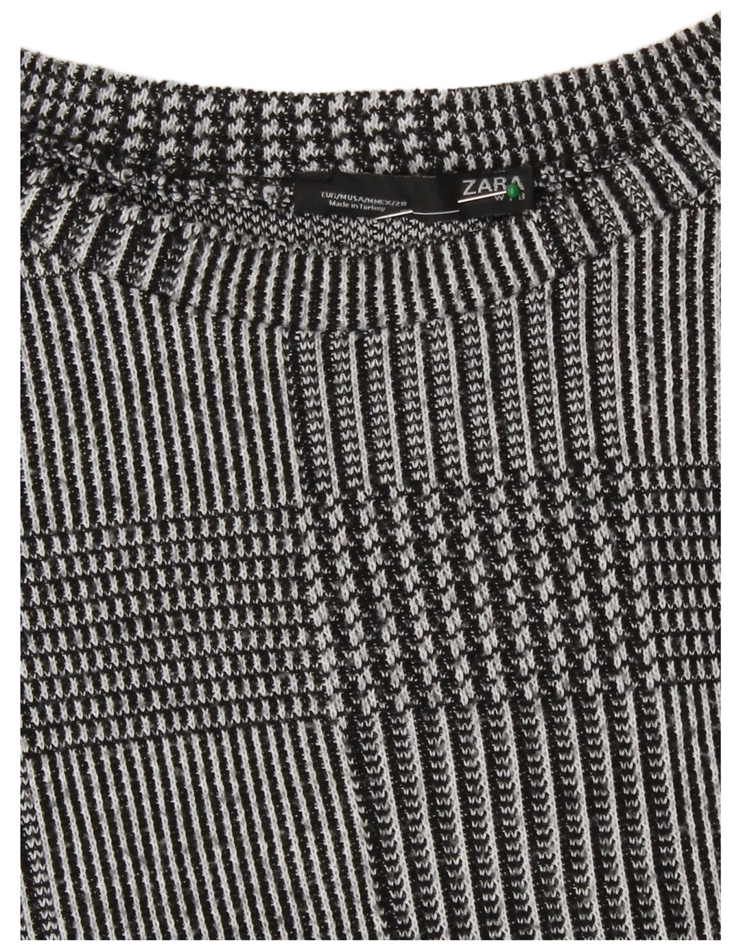 Top pentru femei Zara cu mânecă lungă UK 14 Medium Gri Houndstooth Poliester