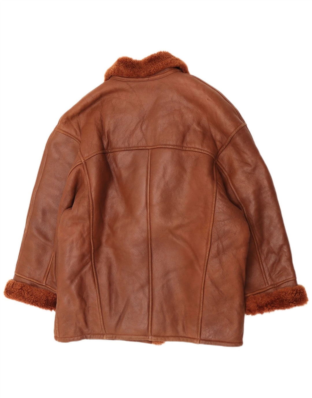 Jachetă din shearling supradimensionată pentru femei Vintage EU 42 Maro mare