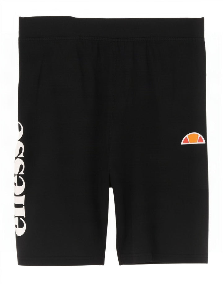 Pantaloni scurți sport grafic Ellesse pentru femei UK 12, bumbac mediu negru