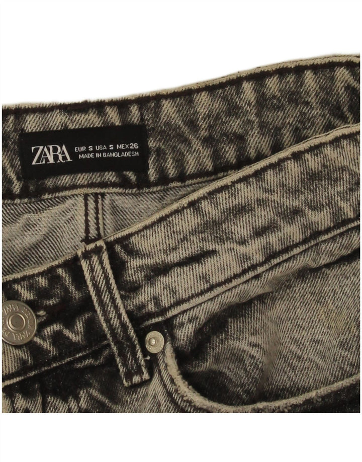 Fusta de denim învechită pentru femei Zara Mic W26 Gri