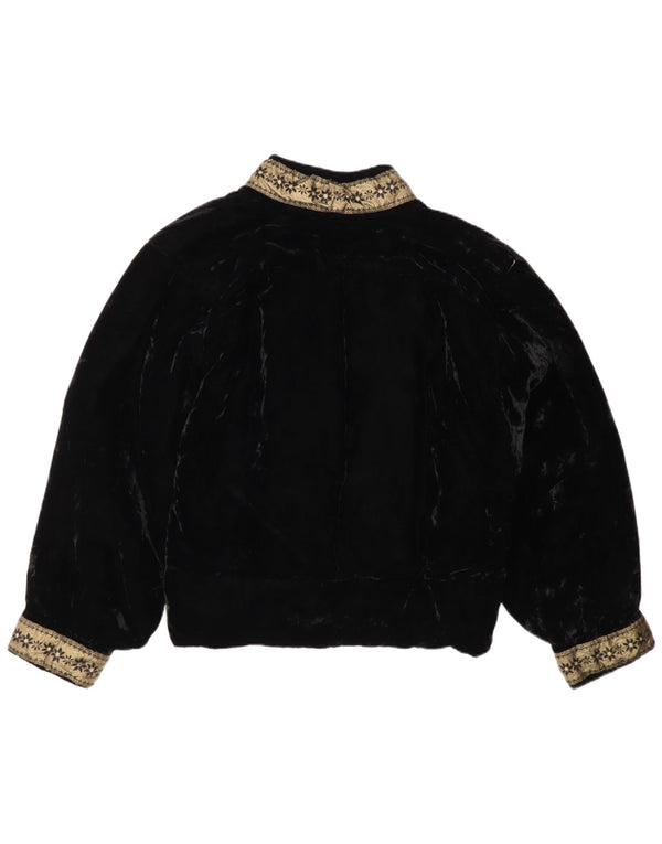 Jachetă vintage din catifea pentru femei UK 16, mare, negru, bloc de culoare