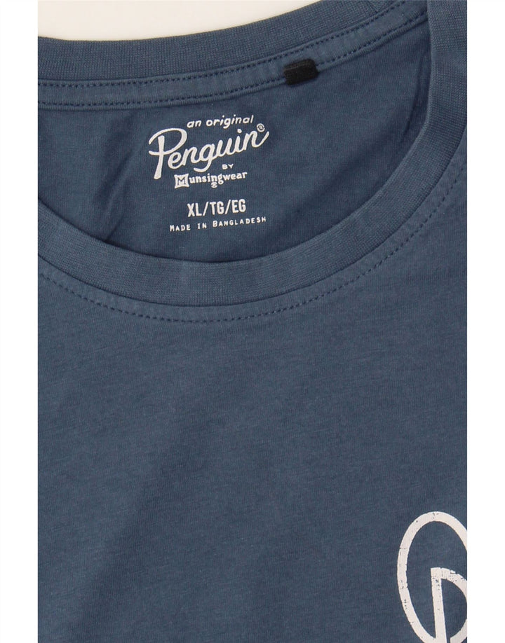 PENGUIN Mens Graphic T-Shirt Top XL Navy Blue Vintage Penguin and Second-Hand Penguin from Messina Hembry 