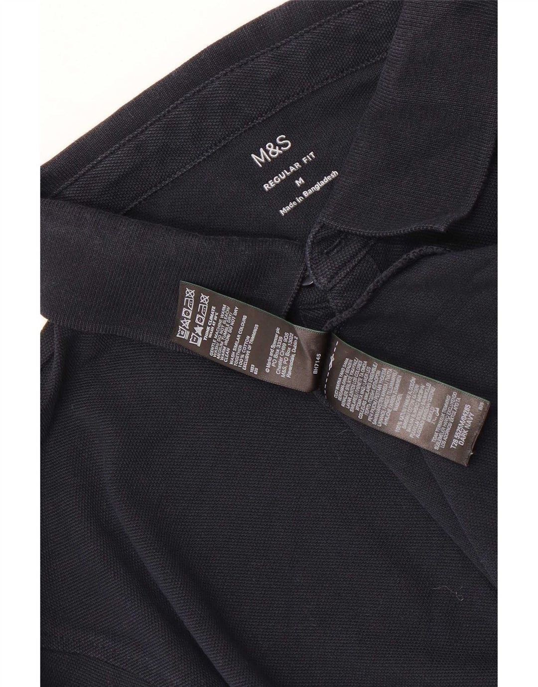 Tricou polo pentru bărbați Marks & Spencer, cu mânecă lungă, cu formă normală, albastru bleumarin mediu