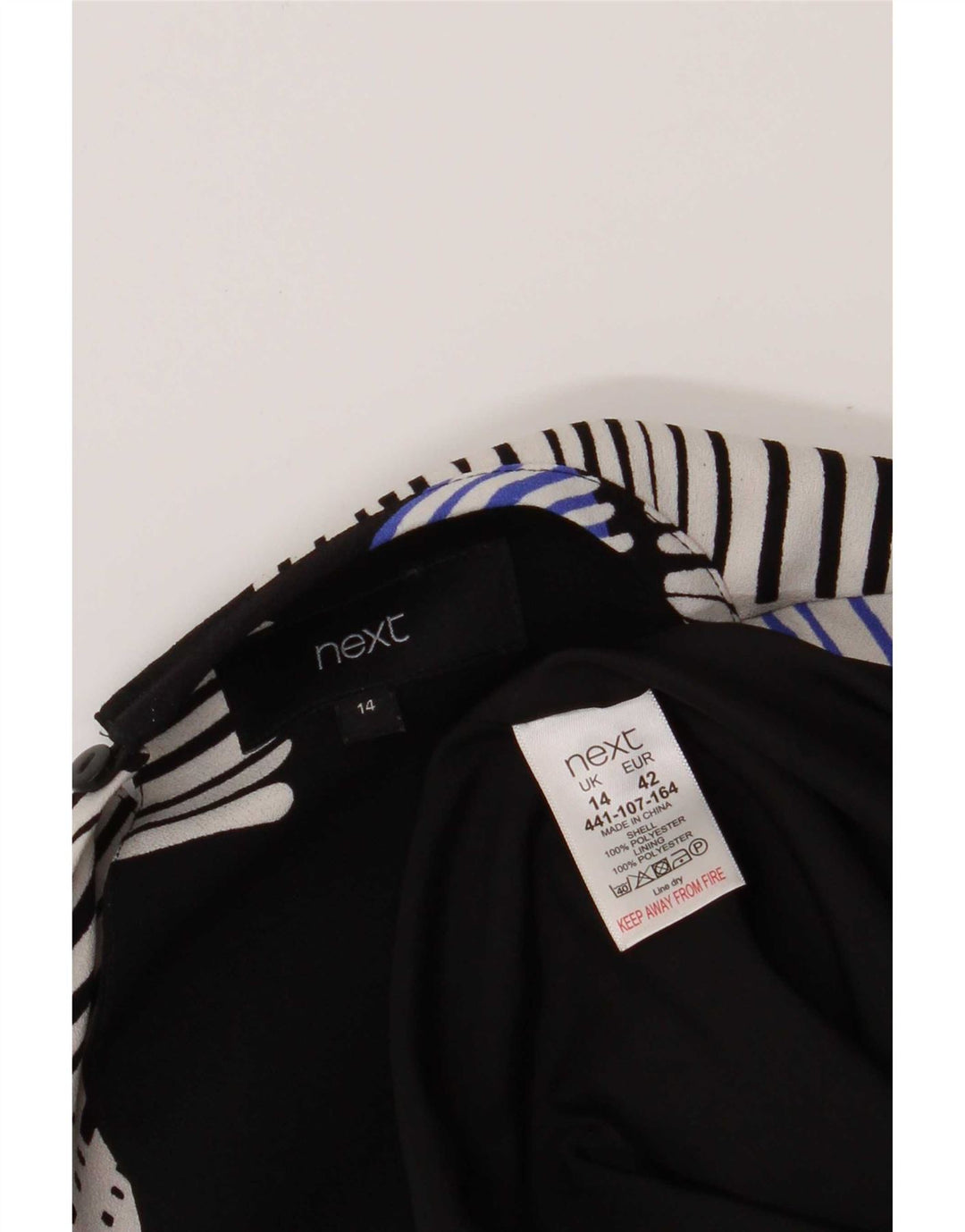 Următoarea Rochie Schimbată Femei UK 14 Mare Poliester Geometric Negru