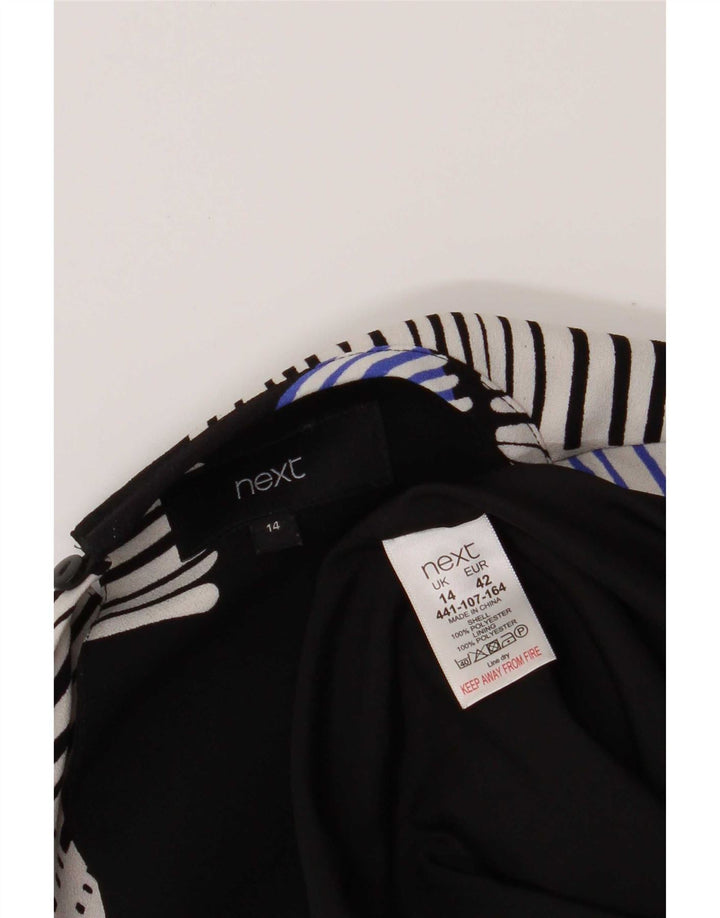 Următoarea Rochie Schimbată Femei UK 14 Mare Poliester Geometric Negru