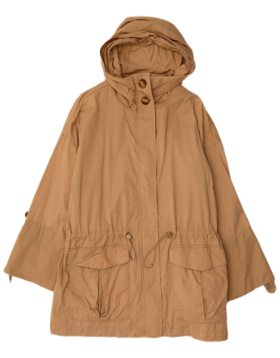 Jachetă parka cu glugă pentru femei MASSIMO DUTTI UK 14 bumbac mediu bej
