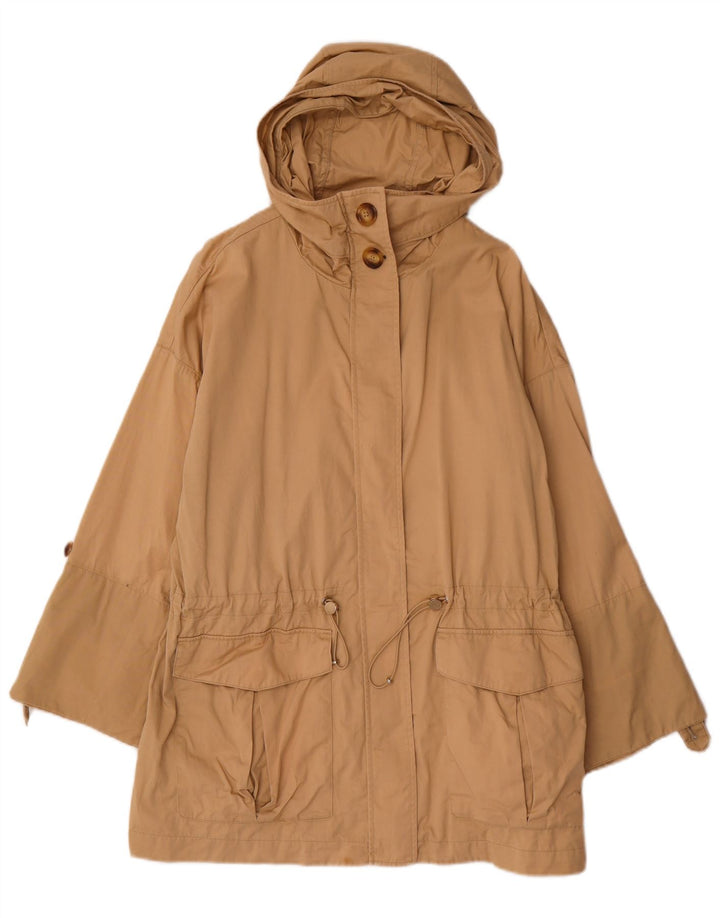 Jachetă parka cu glugă pentru femei MASSIMO DUTTI UK 14 bumbac mediu bej
