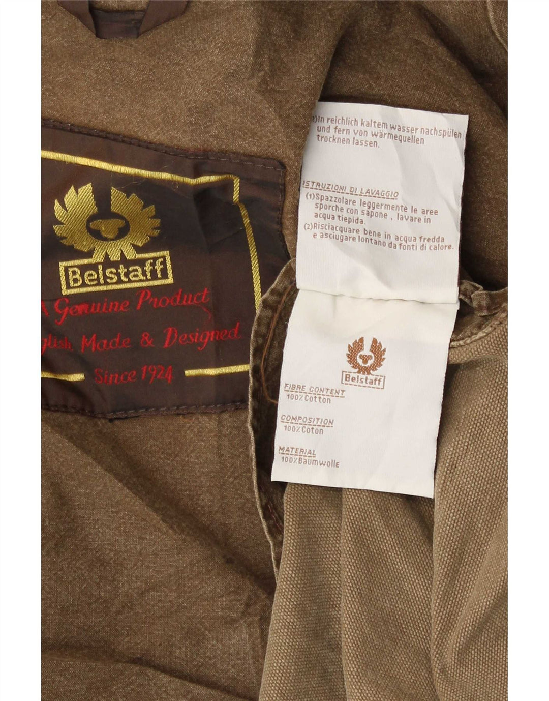 Jachetă Belstaff pentru bărbați, UK 38, bumbac maro mediu