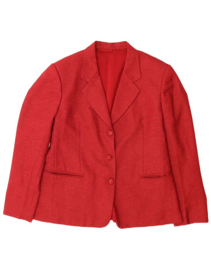Jachetă pentru femei VINTAGE cu 3 nasturi, UK 14, mare, roșu, pete