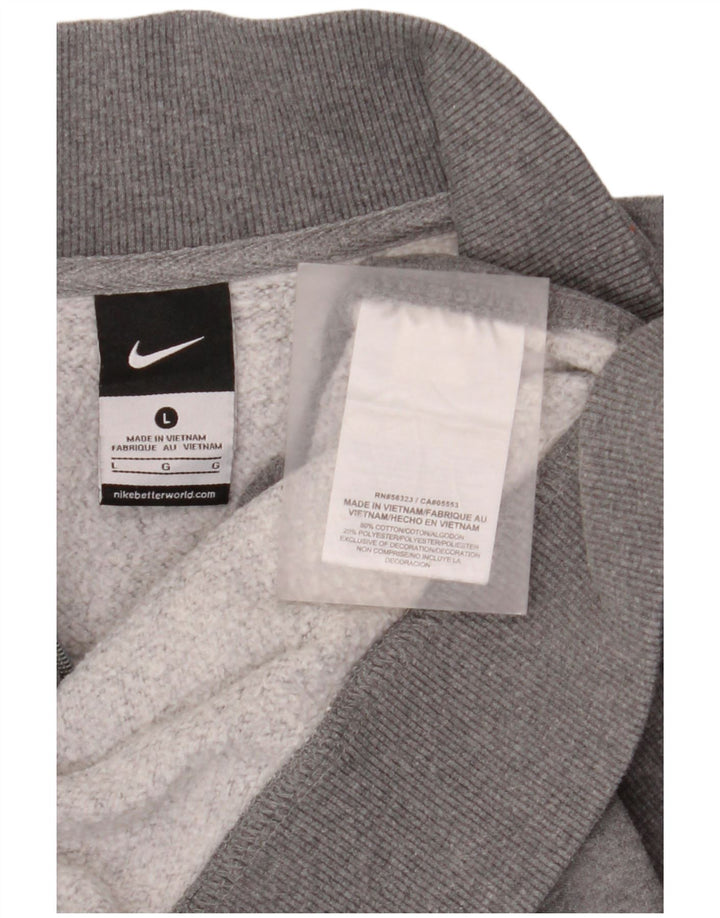 Pulover Nike pentru bărbați, cu fermoar, cu gât, bumbac mare, cu pete gri