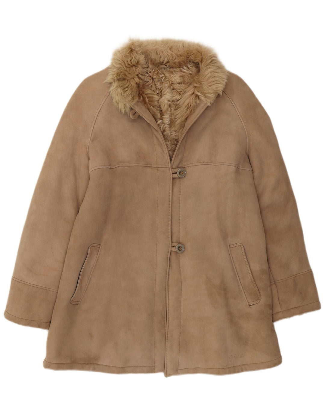 Jachetă vintage pentru femei din shearling UK 8 mic maro