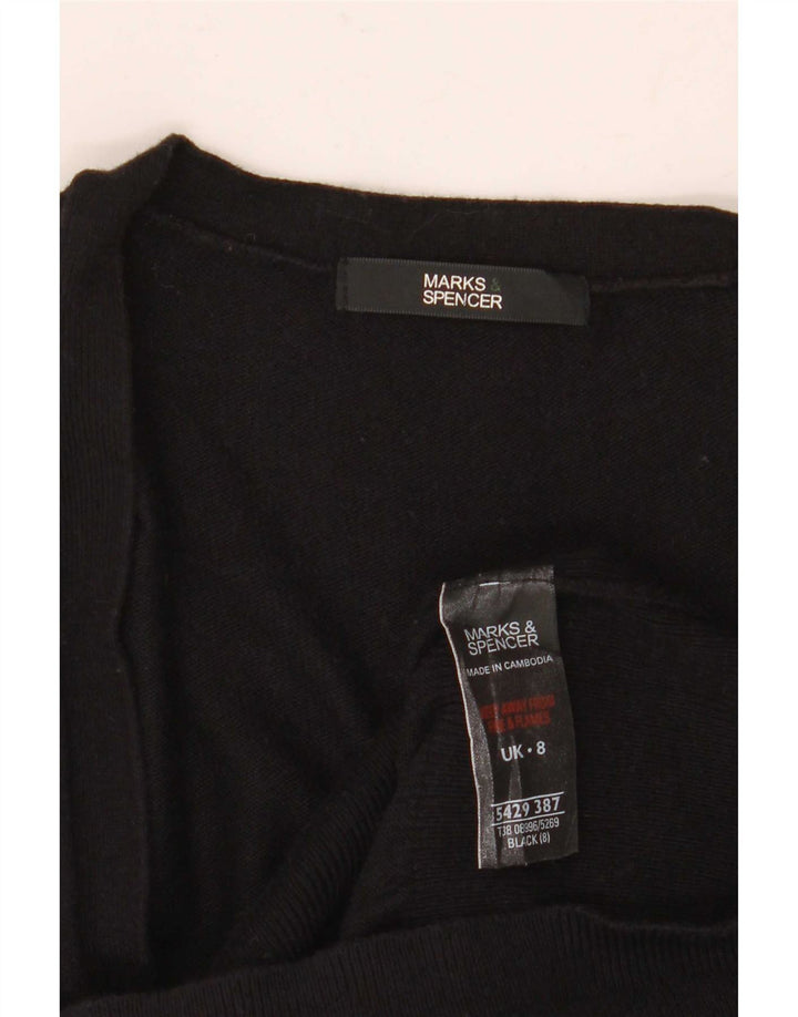 Pulover cardigan cu paragate pentru femei Marks & Spencer UK 8 mic, negru, viscoză