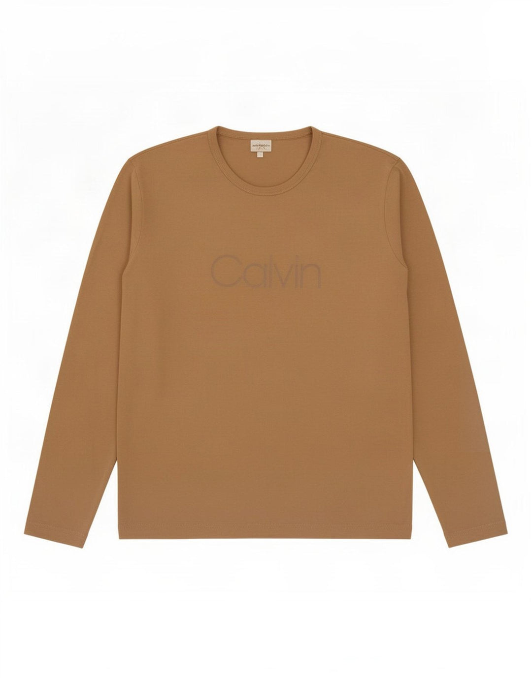 Top grafic Calvin Klein pentru bărbați cu mânecă lungă, mare, bej