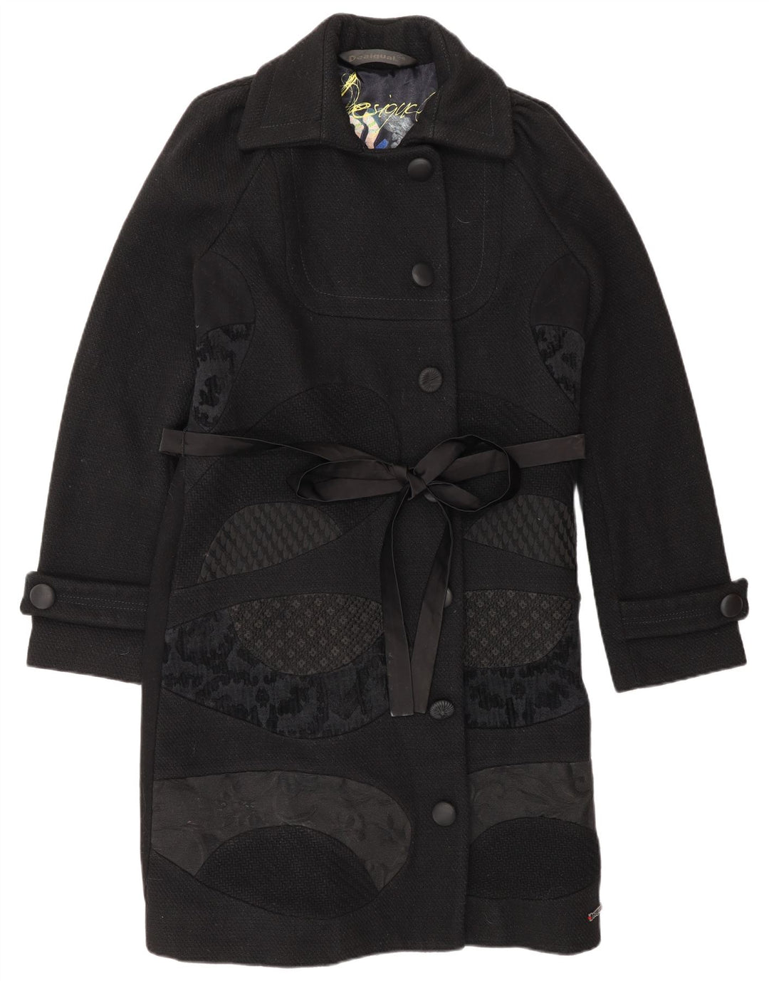 Palton pentru femei Desigual EU 44 XL Lână florală neagră