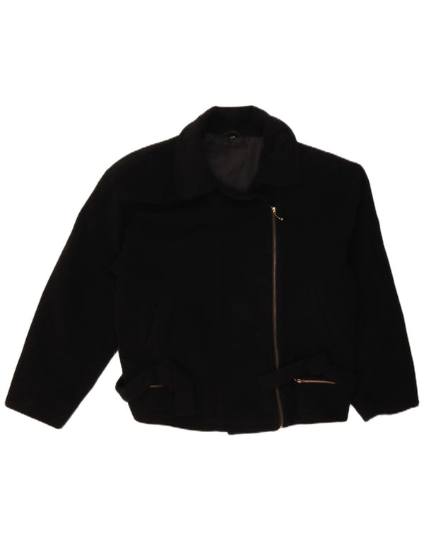 Jachetă de motociclist vintage pentru femei UK 14 Large Black
