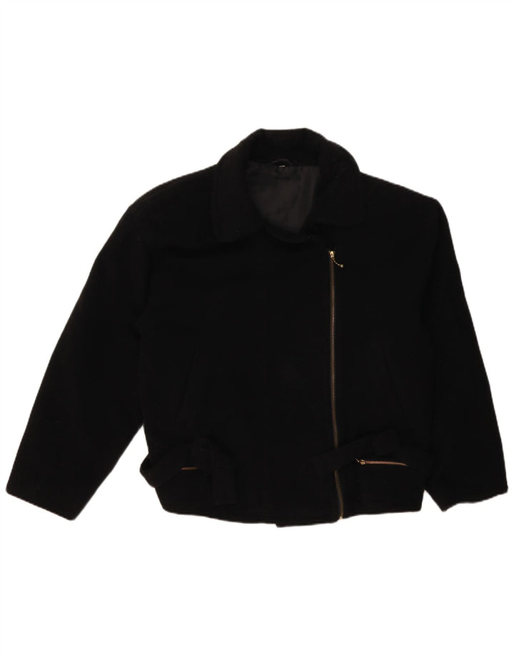 Jachetă de motociclist vintage pentru femei UK 14 Large Black
