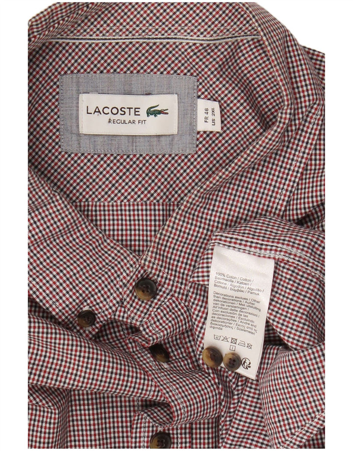 Cămașă Lacoste pentru bărbați cu mânecă scurtă, cu ajustare normală, 2XL, bumbac vichy roșu
