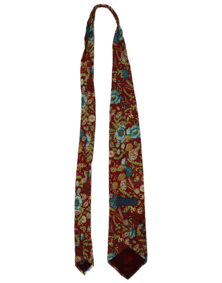 Cravată Kenzo pentru bărbați, mărime unică, burgundă, de designer de mătase florală