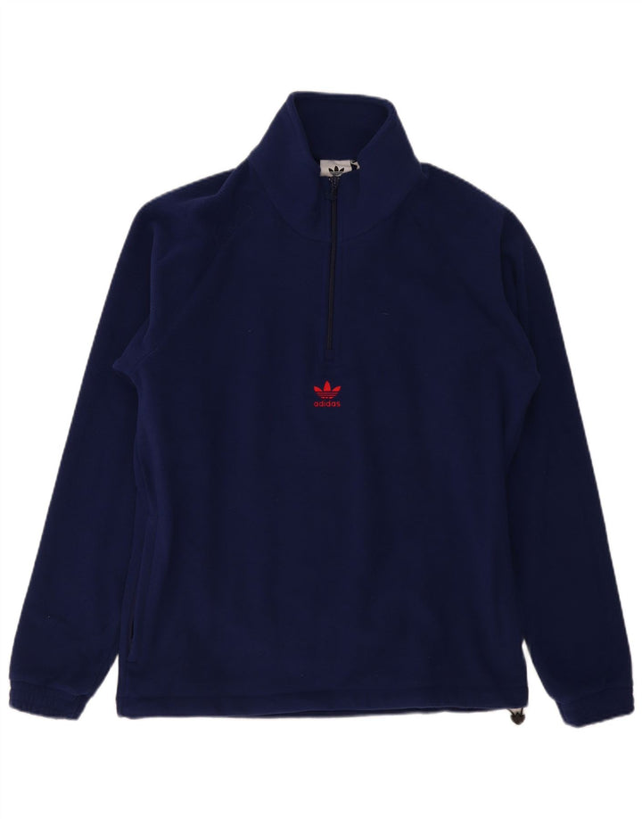 Pulover pentru bărbați Adidas Graphic Zip Gât din lână, poliester mediu albastru bleumarin