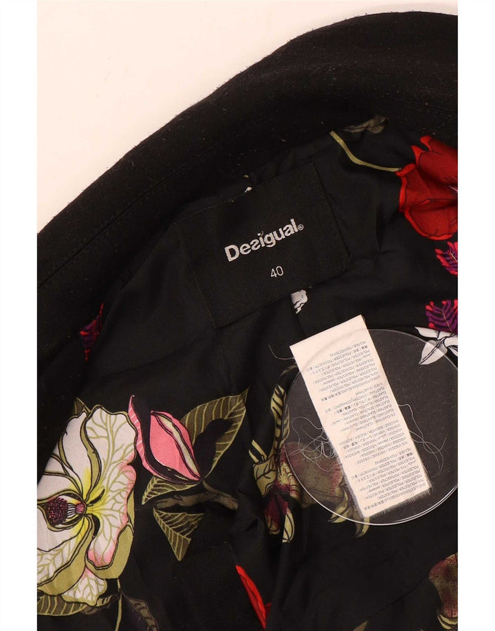 Jachetă pentru femei Desigual cu 1 nasture EU 40 Poliester Floral Negru Mediu