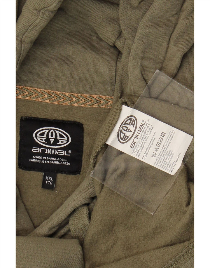 Pulover cu glugă cu grafic pentru bărbați Animal 2XL bumbac kaki
