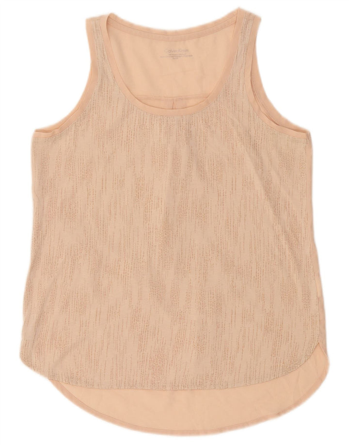 Calvin Klein Womens Vest Top UK 10 Small Pink Spotted Poliester