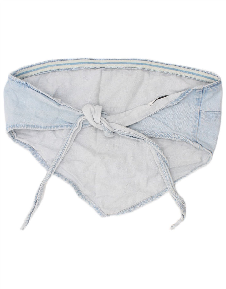 Crop top din denim pentru femei Zara, bumbac albastru mediu