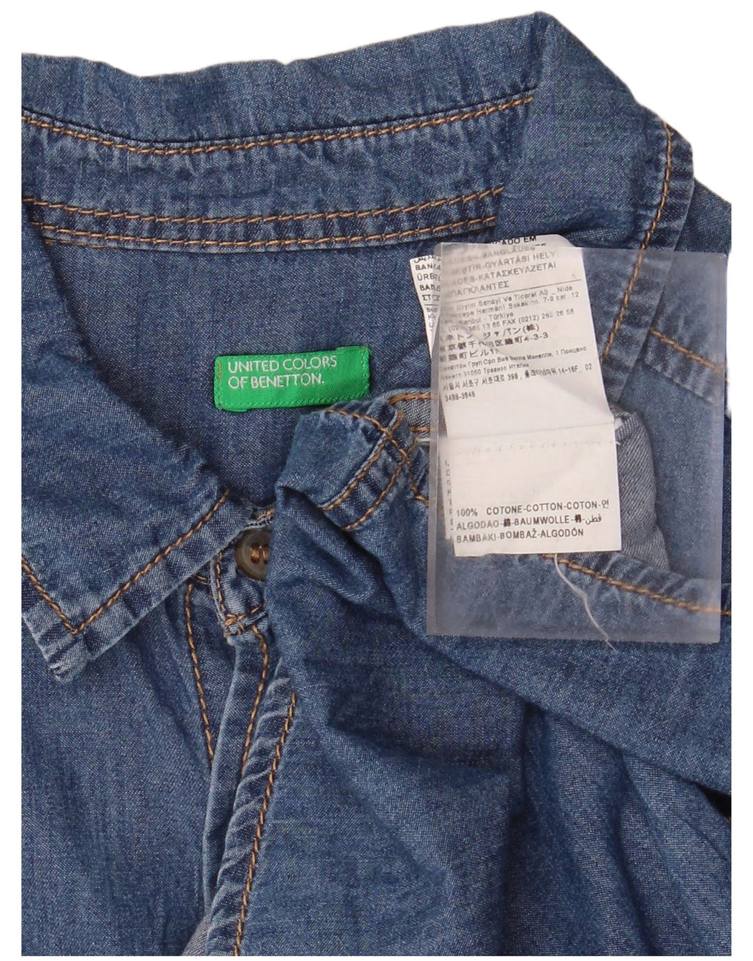 Camasa Denim BENETTON Baieti 11-12 Ani 2XL Bumbac Albastru