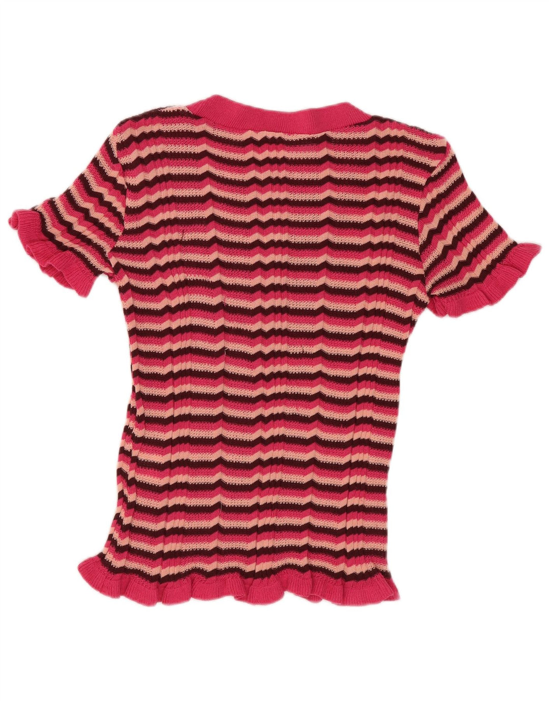 Tricou pentru femei Zara UK 8 Poliester cu dungi roz mici