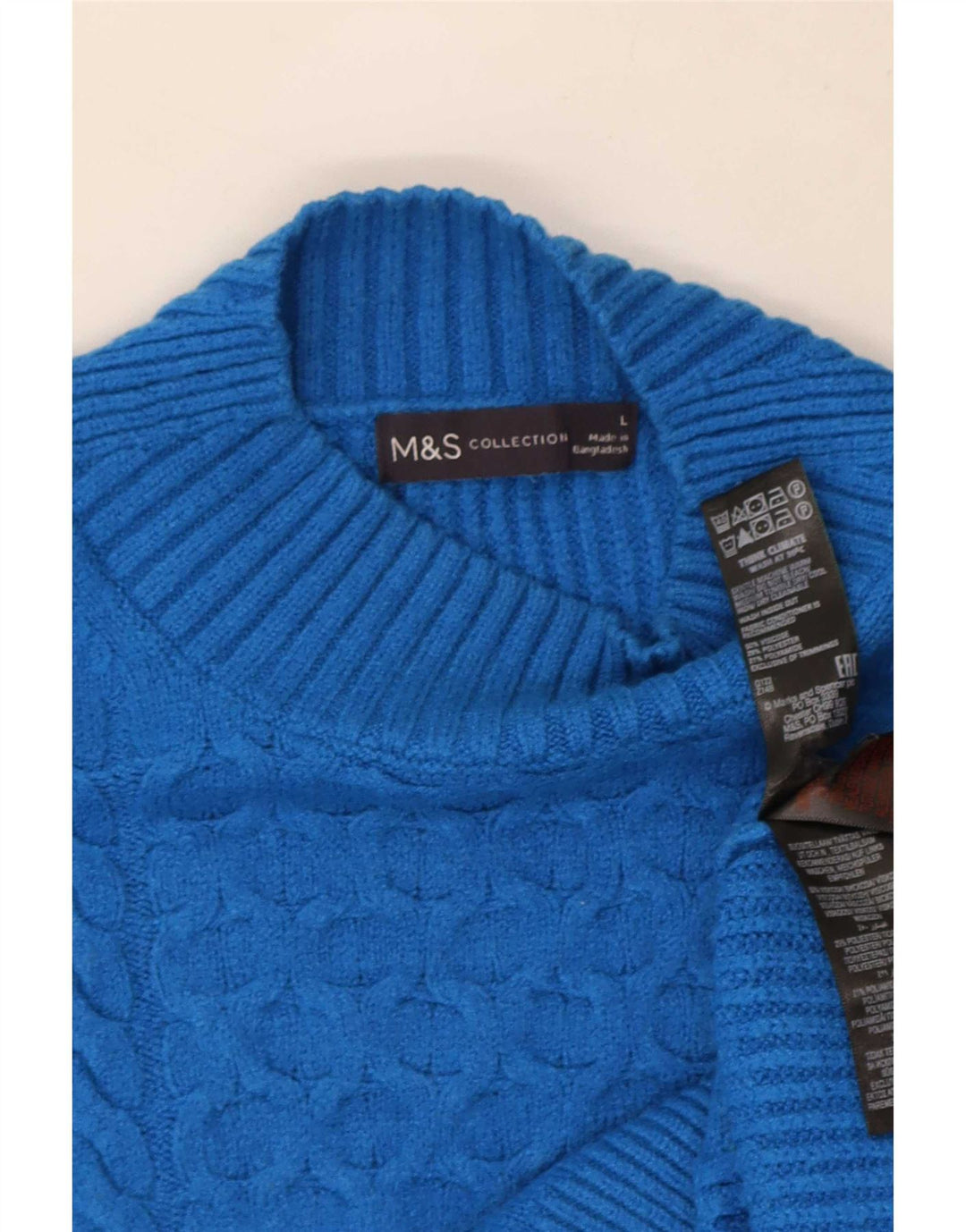 Pulover cu gât țestoasă pentru femei Marks & Spencer UK 16 mare, viscoză, albastră