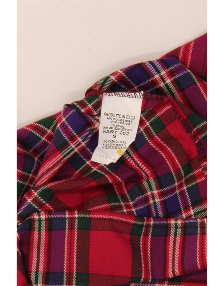 Fusta mini plisată vintage pentru femei, mică W25 poliester cu carouri roșii