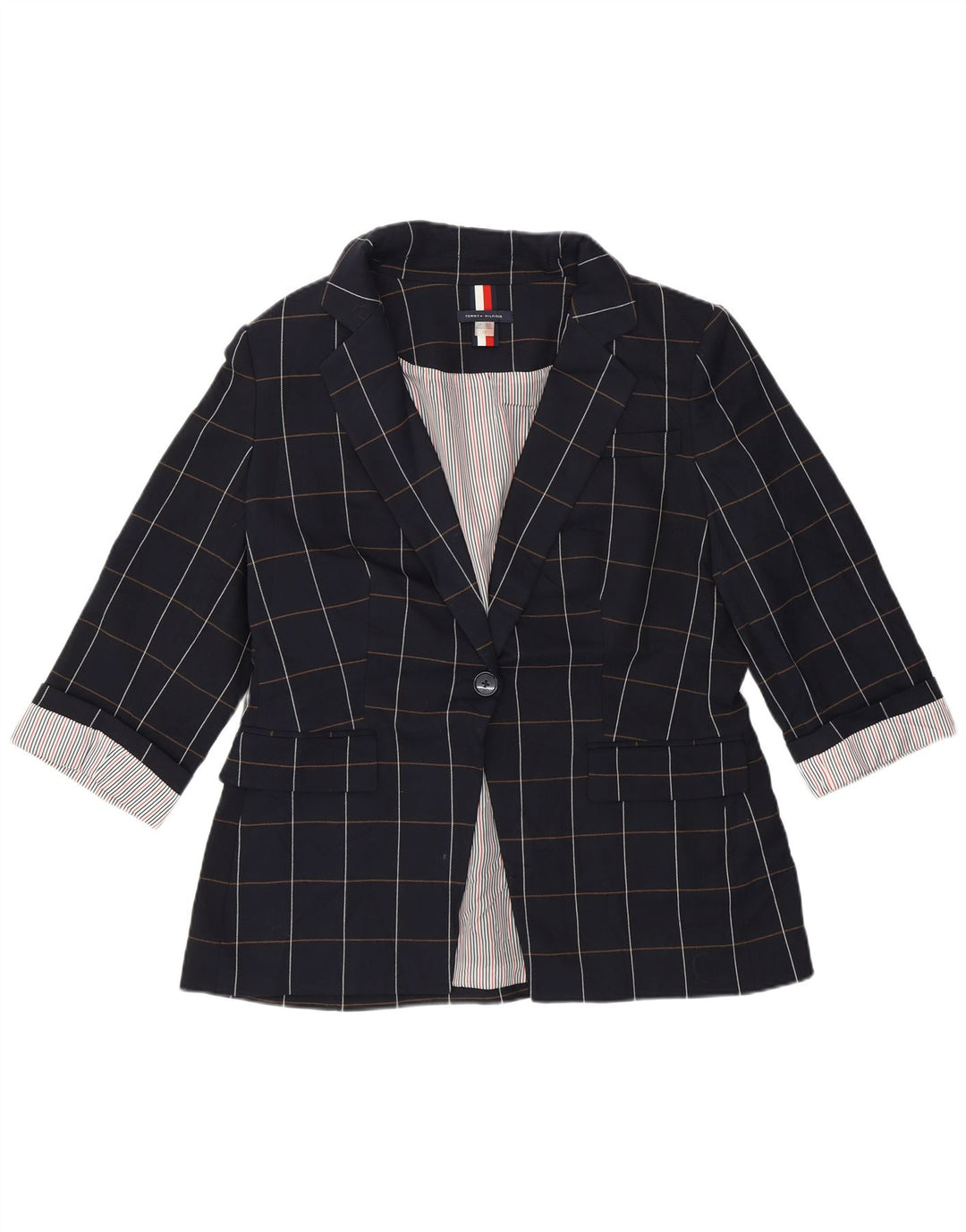 Sacou blazer pentru femei Tommy Hilfiger cu 1 nasture US 12, mare, bleumarin, caroserie